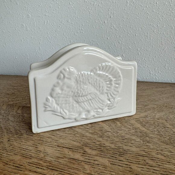 Thanksgiving Turkey Ceramic Napkin Holder - Picture 1 of 5